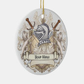 Sepia ridder Shield achternaam Keramisch Ornament (Rechts)