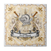 Sepia ridder Shield achternaam Tegeltje (Voorkant)