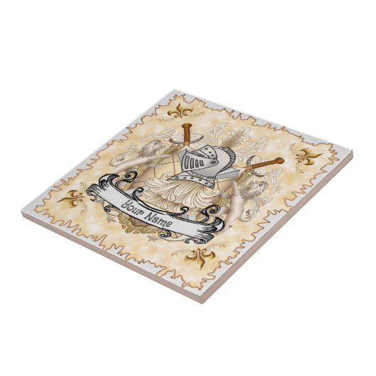 Sepia ridder Shield achternaam Tegeltje (Zijkant)