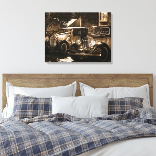Sepia Rolls Royce Canvas Afdruk (Insitu (Slaapkamer))
