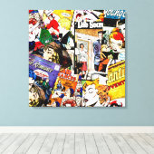 Sepia Romance Comic Book Cover Jumble Collage Canvas Afdruk (Insitu (Houten vloer))