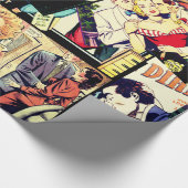 Sepia Romance Comic Book Hoesje Jumble Collage Cadeaupapier (Hoek)