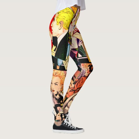 Sepia Romance Comic Book Hoesje Jumble Collage Leggings (Rechts)