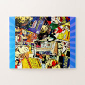 Sepia Romance Comic Book Hoesje Jumble Collage Legpuzzel (Horizontaal)