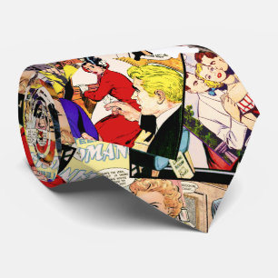 Sepia Romance Comic Book Hoesje Jumble Collage Stropdas