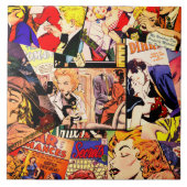 Sepia Romance Comic Book Hoesje Jumble Collage Tegeltje (Voorkant)