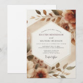 Sepia Romantic Bloom Wedding Kaart (Voorkant / Achterkant)