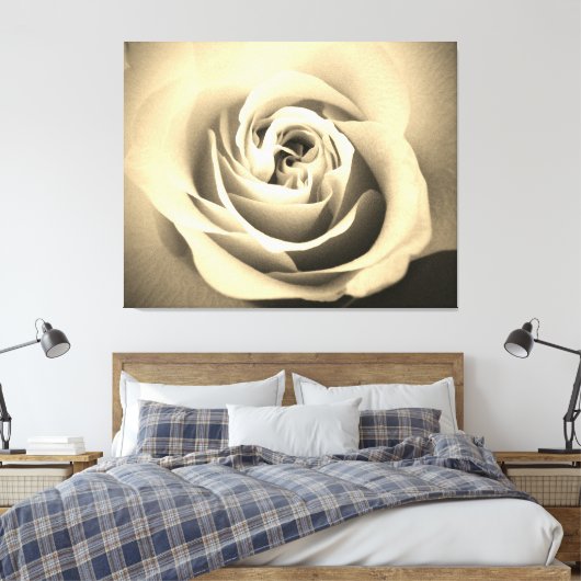 Sepia Roos Canvas Afdruk (Insitu (Slaapkamer))