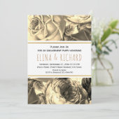  sepia roos floral bruiloft verlofpartij kaart (Staand voorkant)