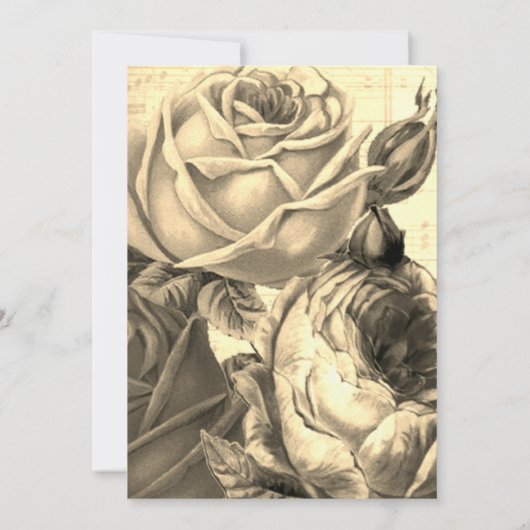  sepia roos floral bruiloft verlofpartij kaart (Achterkant)