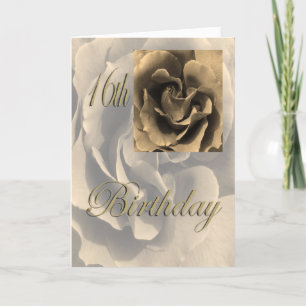 Sepia Roos Happy 16th Birthday Kaart