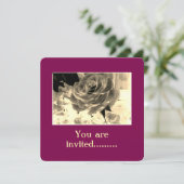 Sepia Roos Invitation Kaart (Staand voorkant)