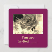 Sepia Roos Invitation Kaart (Voorkant)