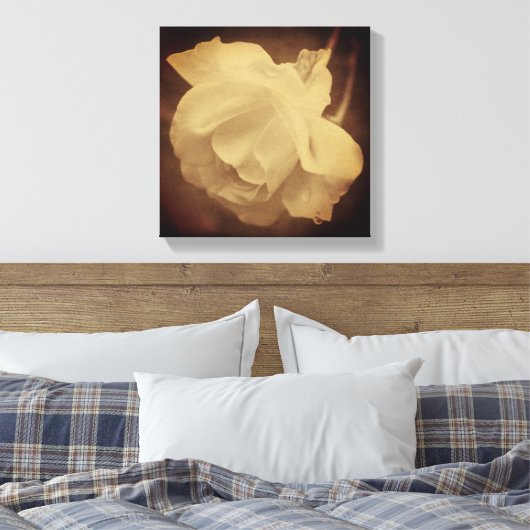 Sepia Roos met regendruppels  uitzien Canvas Afdruk (Insitu (Slaapkamer))