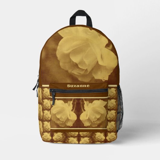 Sepia Roos regendruppels oud  gepersonaliseerd Bedrukte Rugzak (Voorkant)