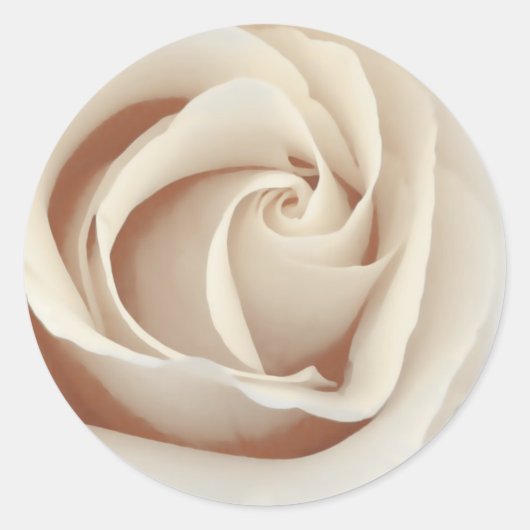 Sepia Roos Ronde Sticker (Voorkant)
