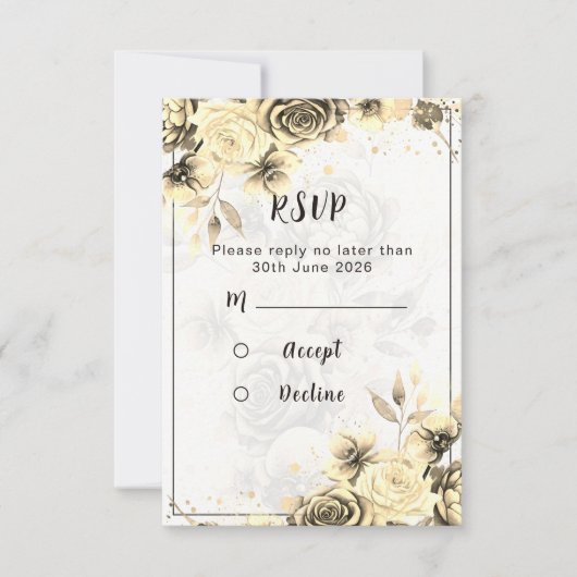 Sepia Roos - RSVP kaart (Voorkant)