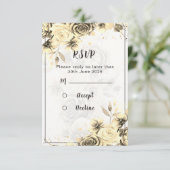Sepia Roos - RSVP kaart (Staand voorkant)