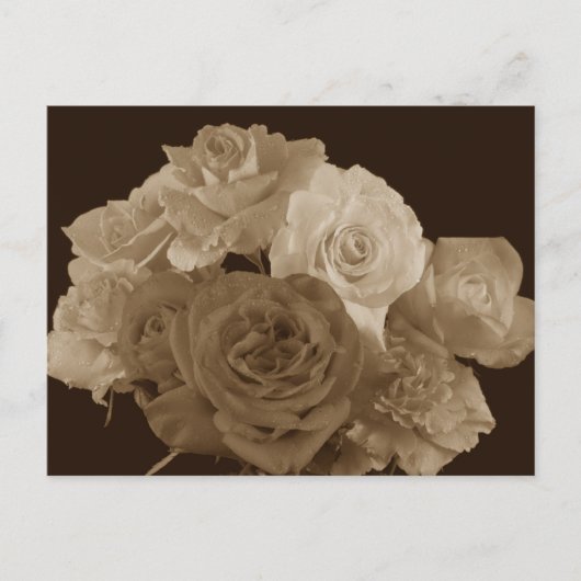 Sepia Rose Bouquet Briefkaart (Voorkant)