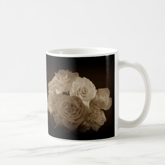 Sepia Rose Bouquet Koffiemok (Rechts)