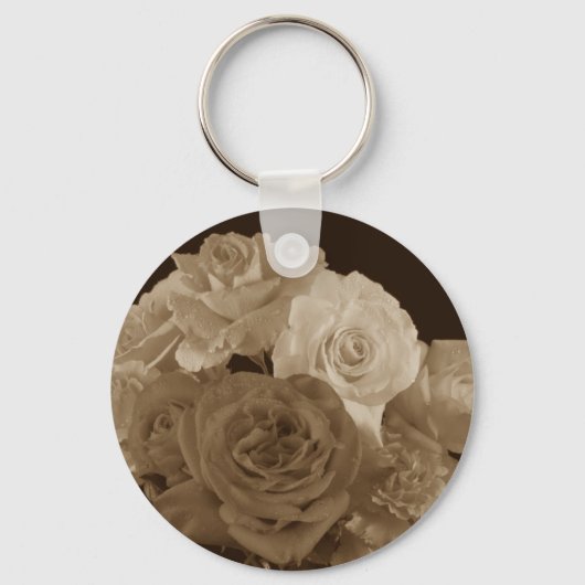 Sepia Rose Bouquet Sleutelhanger (Voorkant)