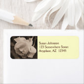 Sepia Rosebud Raindrops Flower Address Label (Insitu)