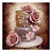 Sepia &  roze roodrokertang foto afdruk (Voorkant)