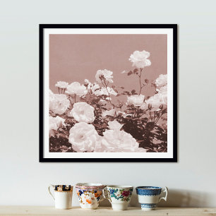 Sepia Rozen Bloem Tuin Foto Kunstprint Poster