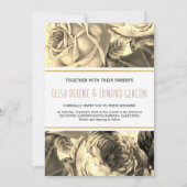 Sepia rozen florale huwelijksuitnodiging kaart (Voorkant)