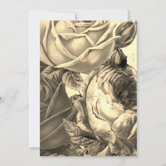 Sepia  rozen florale huwelijksuitnodiging kaart (Achterkant)