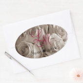 Sepia Rozen & Monogram Initialen Ovale Sticker (Envelop)