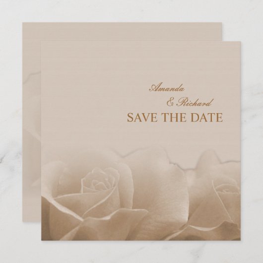 Sepia Rozen - save the date aankondiging (Voorkant / Achterkant)