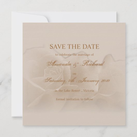 Sepia Rozen - save the date aankondiging (Achterkant)