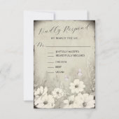 Sepia Rustic Butterfly Wildflower Wedding RSVP Kaartje (Voorkant)
