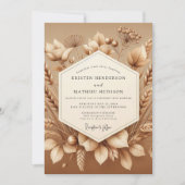 Sepia Rustic Harvest Wedding Kaart (Voorkant)