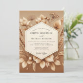 Sepia Rustic Harvest Wedding Kaart (Staand voorkant)