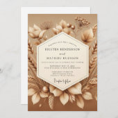 Sepia Rustic Harvest Wedding Kaart (Voorkant / Achterkant)