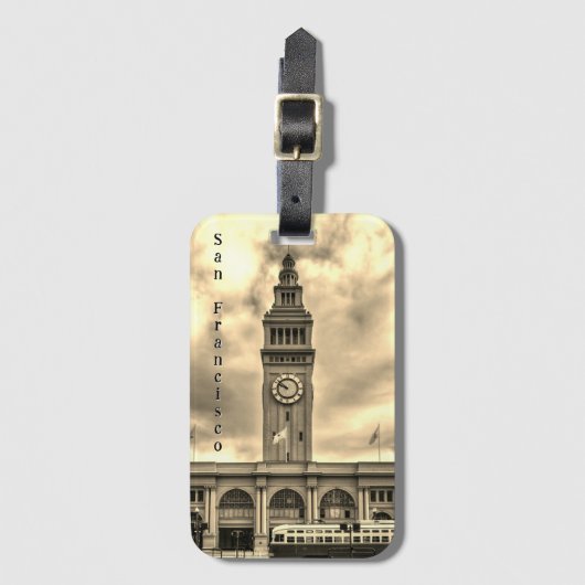 Sepia San Francisco Ferry Building Bagagelabel (Voorkant (verticaal))