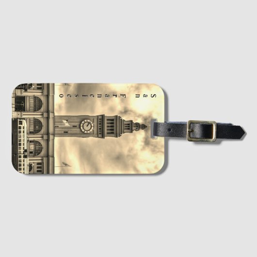 Sepia San Francisco Ferry Building Bagagelabel (Voorkant (horizontaal))