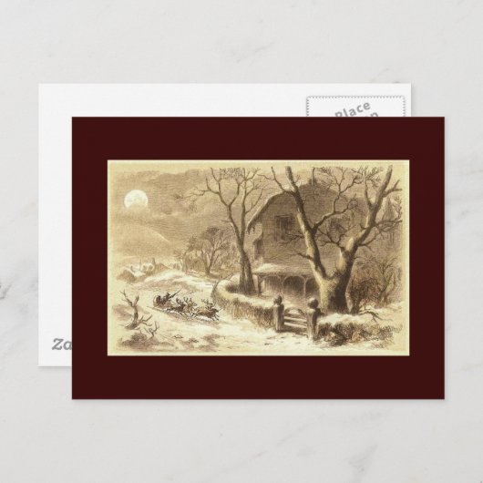 Sepia Santa en het rendier Feestdagenkaart (Voorkant / Achterkant)
