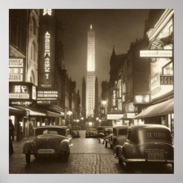  Sepia Scene 1930s auto Fantasy 2 Poster