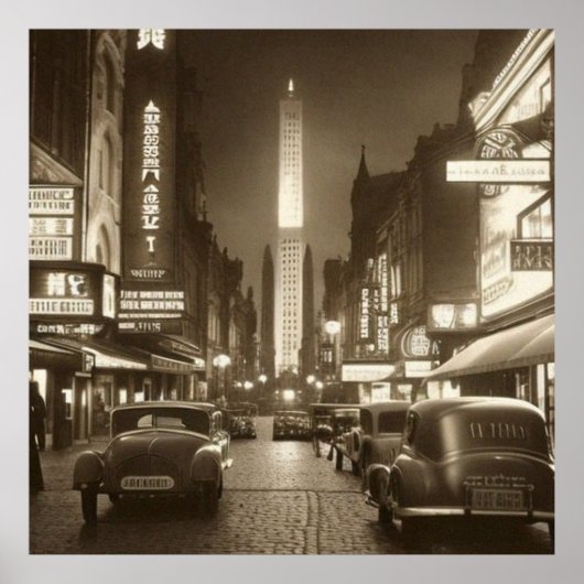  Sepia Scene 1930s auto Fantasy 2 Poster (Voorkant)