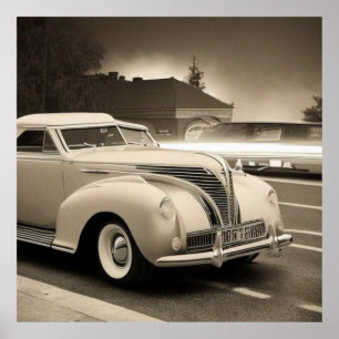 Sepia Scene 1940s auto Fantasy 2 Poster