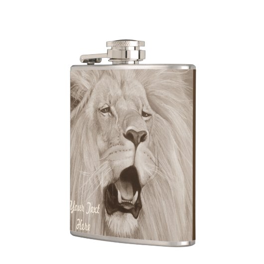 sepia schilderij van grote kattenliefhebber heupfles (Links)