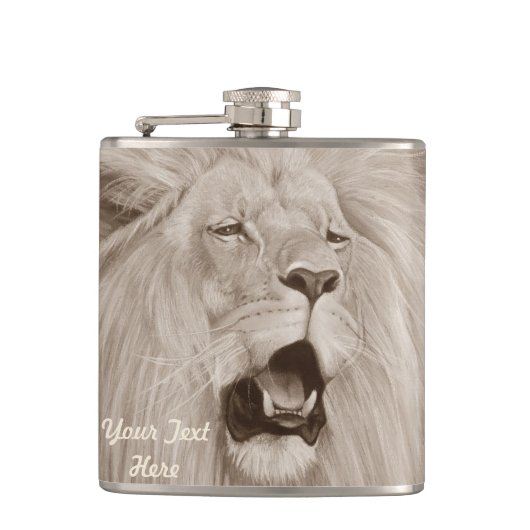 sepia schilderij van grote kattenliefhebber heupfles (Voorkant)