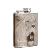 sepia schilderij van grote kattenliefhebber heupfles (Rechts)