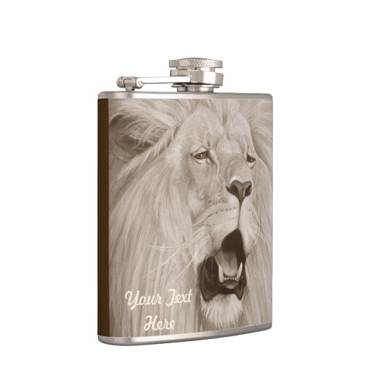 sepia schilderij van grote kattenliefhebber heupfles (Rechts)