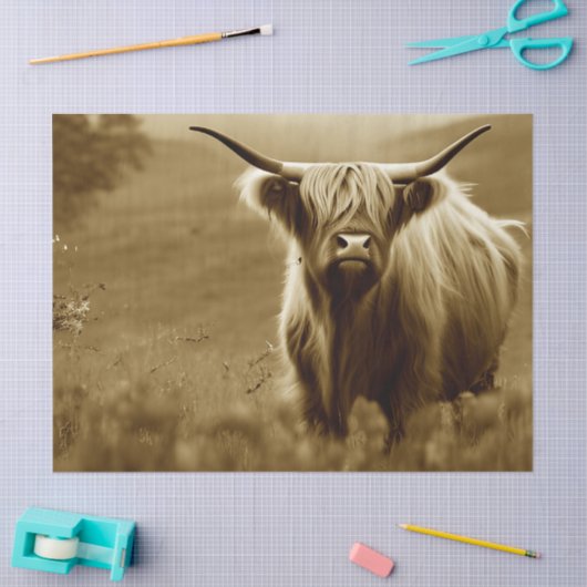 Sepia Scottish Highland Tissuepapier (Craft)