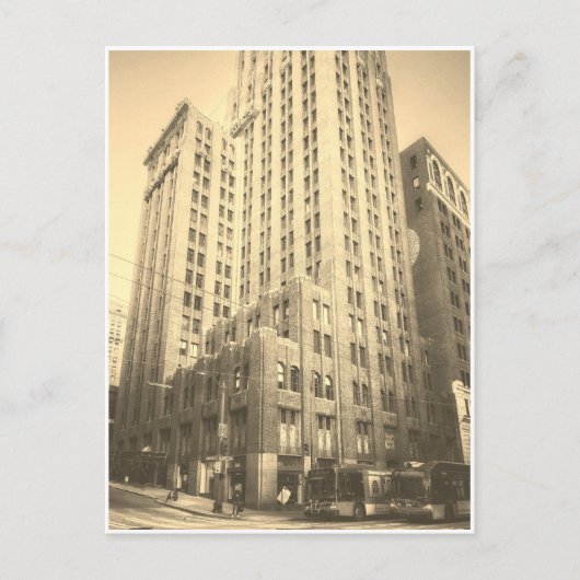 Sepia Seattle Tall Brick Building Briefkaart (Voorkant)