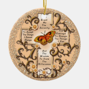 Sepia Sereniteit Kruis Keramisch Ornament